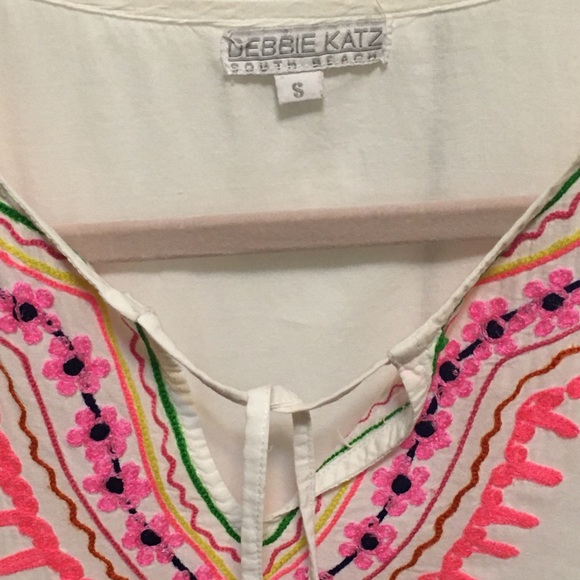 “Debbie Katz” Boho Embroidered Barely Worn Bathing Suit Cover or Long Shirt - Picture 16 of 16